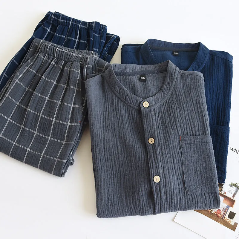 Men's Cotton Gauze Pajamas – Lightweight Comfort for Restful Nights