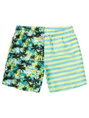 Men's Funny Print Striped Summer Quick Dry Swimming Trunks