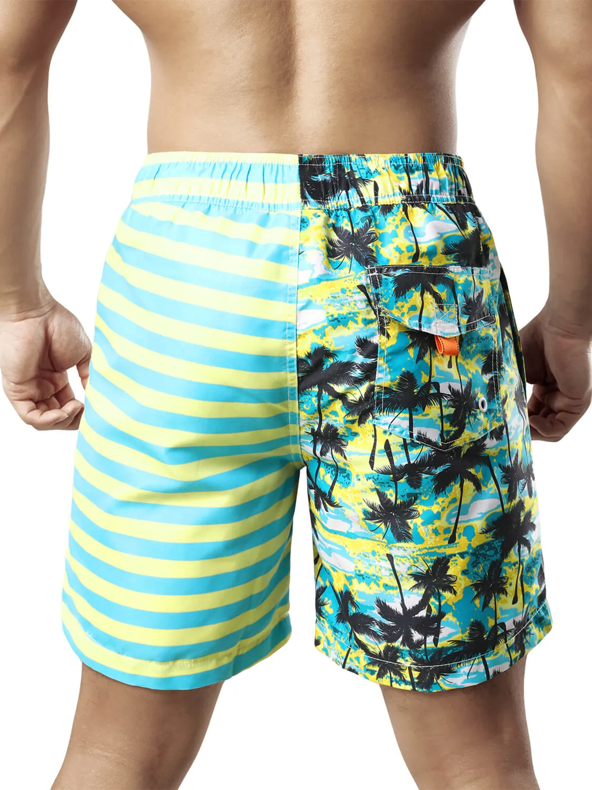 Men's Funny Print Striped Summer Quick Dry Swimming Trunks