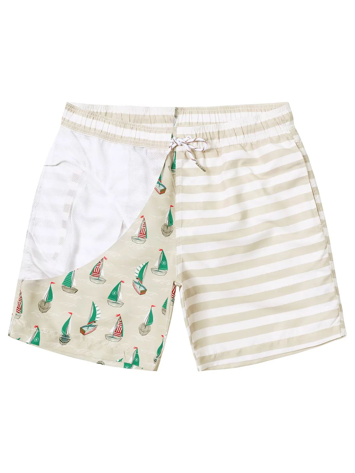 Men's Funny Print Striped Summer Quick Dry Swimming Trunks