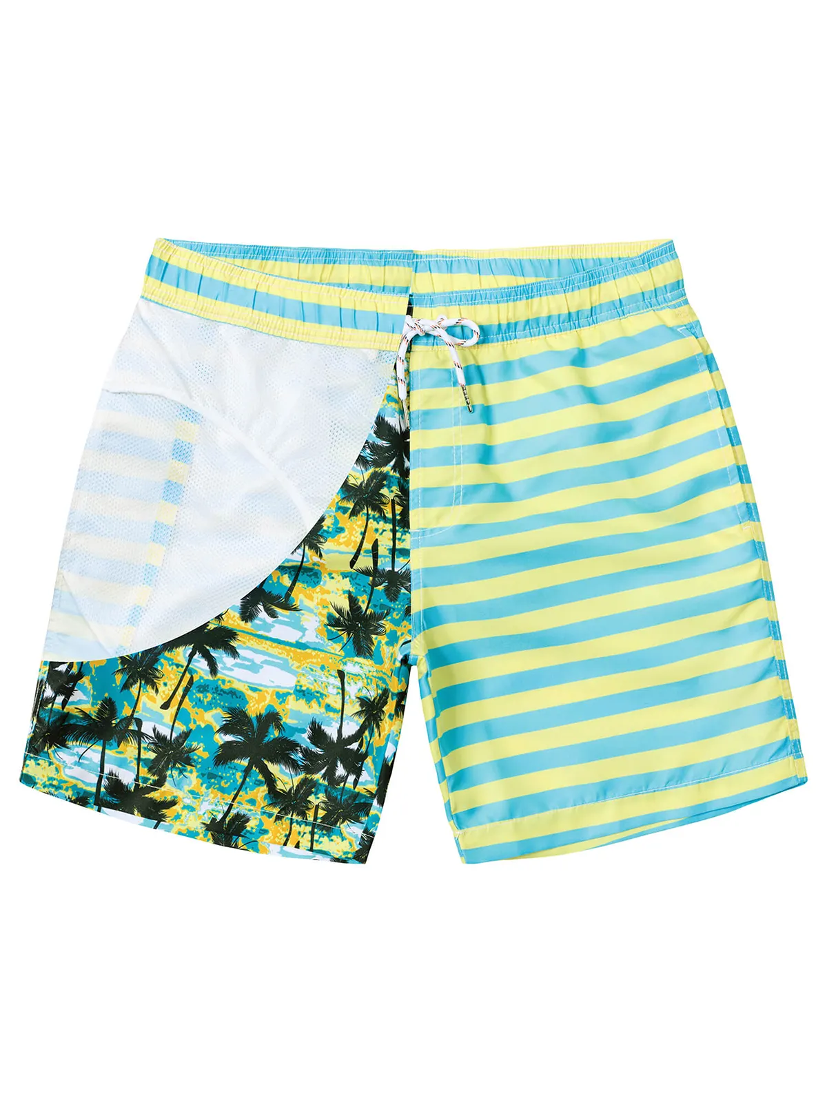 Men's Funny Print Striped Summer Quick Dry Swimming Trunks