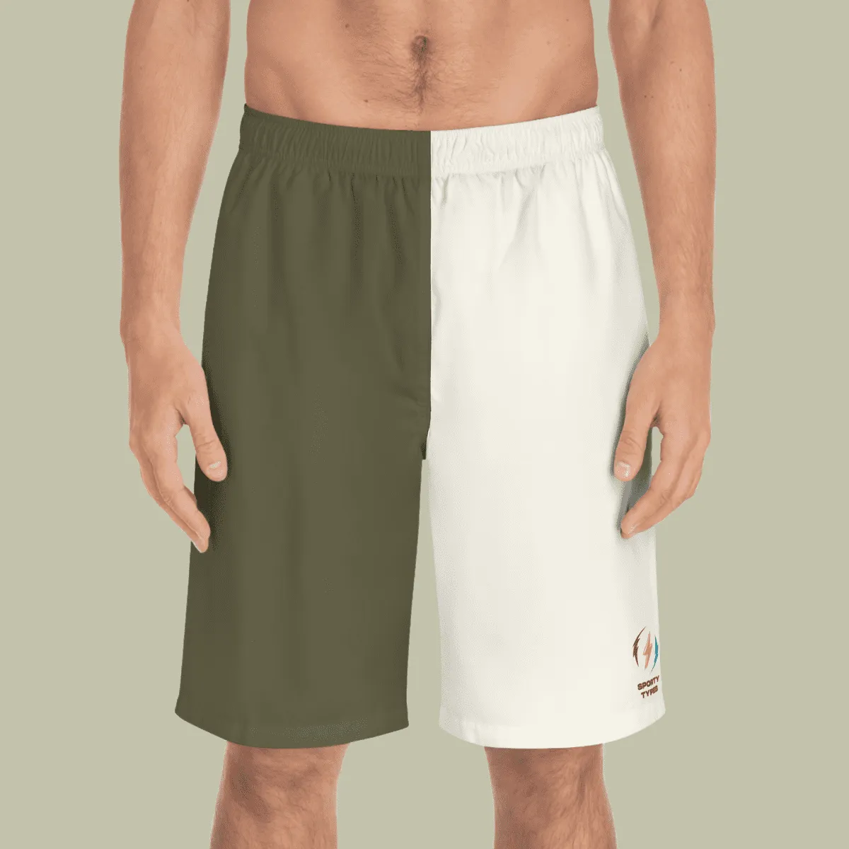 Men's Khaki and Cream Board Shorts