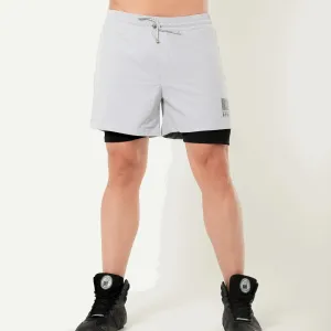Men's Light Grey 2-Layer Running Shorts