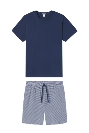 Men's Pima Sleep Shorts Set in True Navy