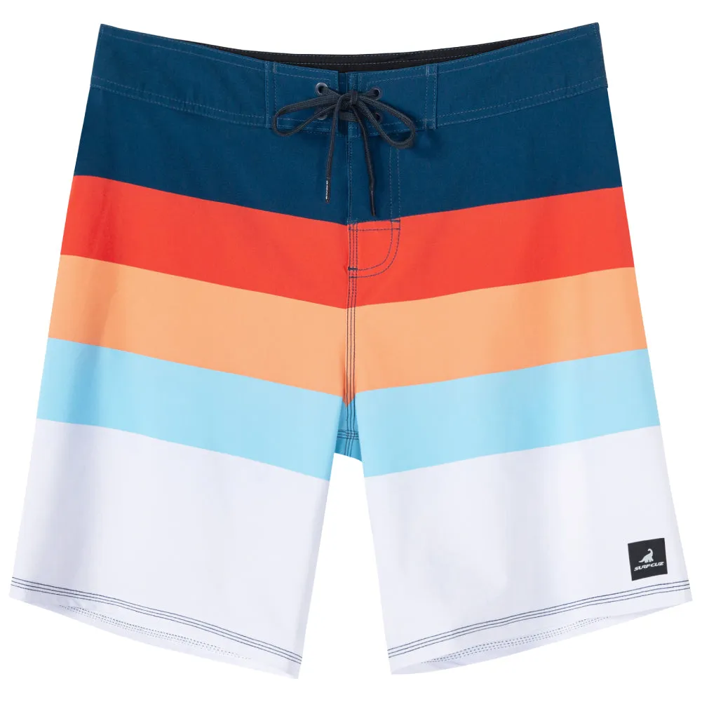 Men's Quick-Dry Stretch Stripes Printed BoardShorts