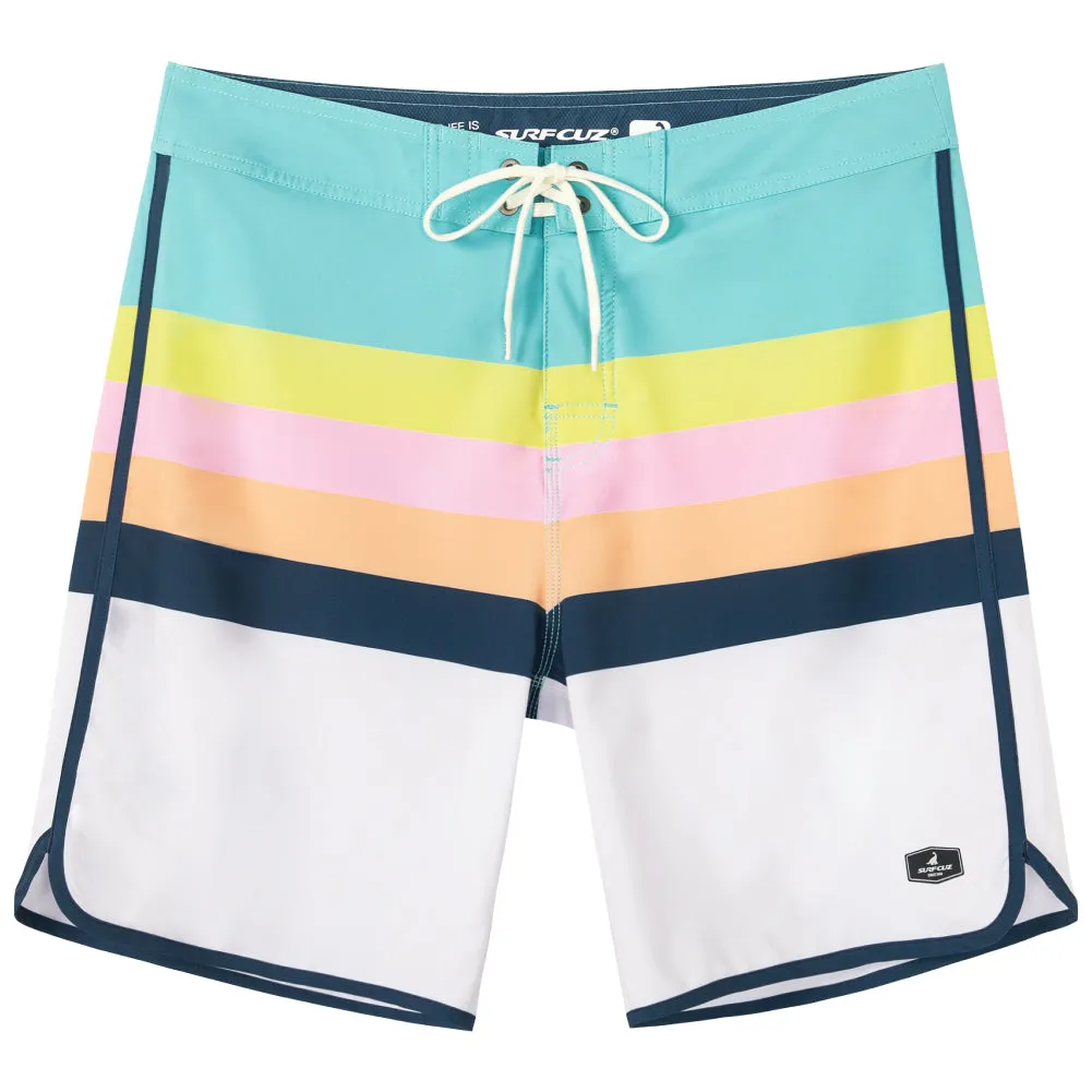 Men's Quick-Dry Stretch Stripes Printed BoardShorts