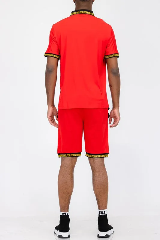 Men's Royal Lion Head Polo Short Set