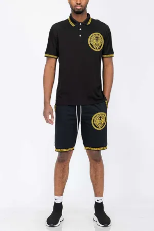 Men's Royal Lion Head Polo Short Set