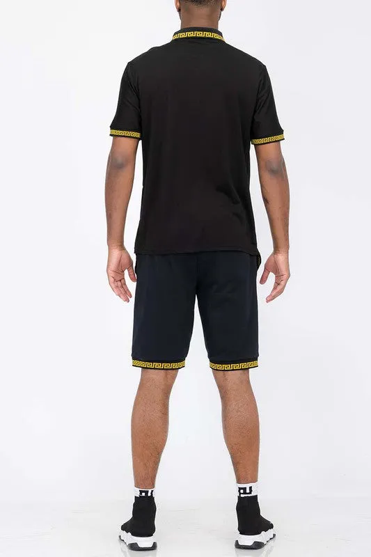 Men's Royal Lion Head Polo Short Set