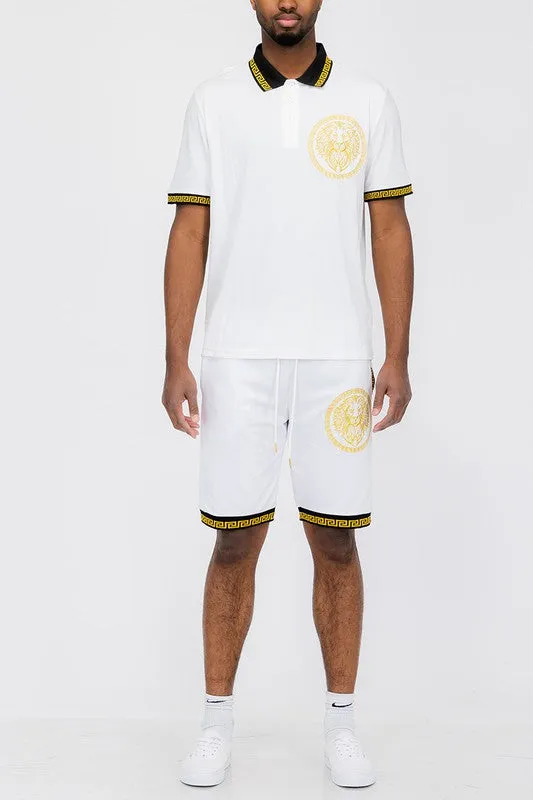 Men's Royal Lion Head Polo Short Set