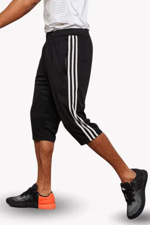 Men's Side Stripe Long Cotton Summer Three Quarters Shorts