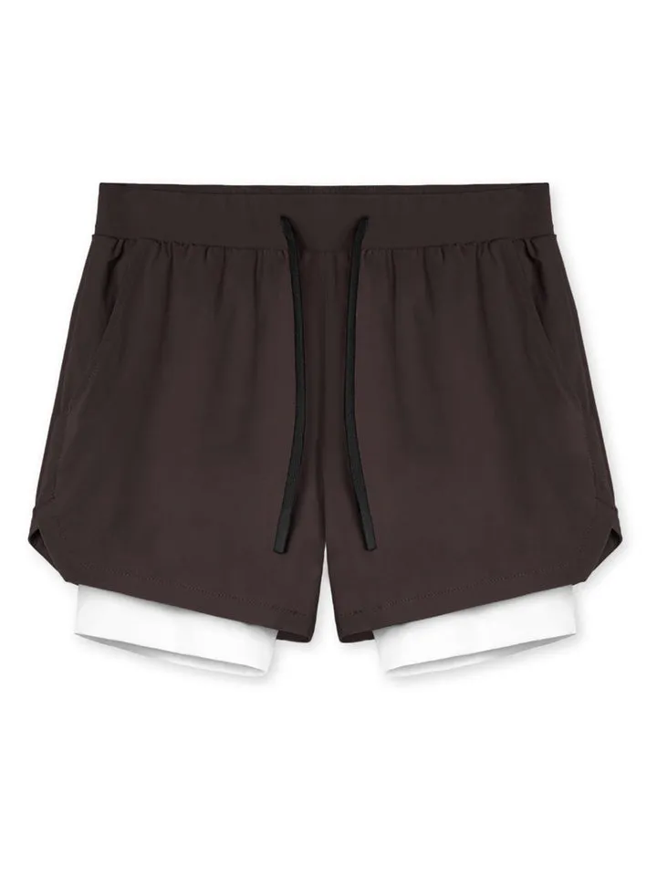 Men's Stretchy Quick Dry Double-Layer Basketball Shorts