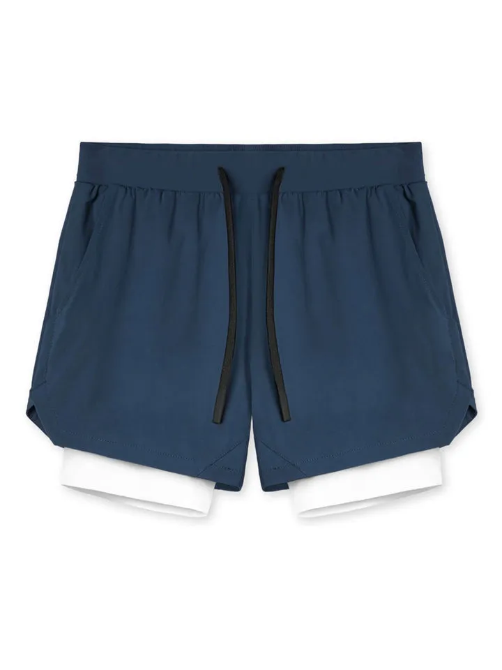 Men's Stretchy Quick Dry Double-Layer Basketball Shorts