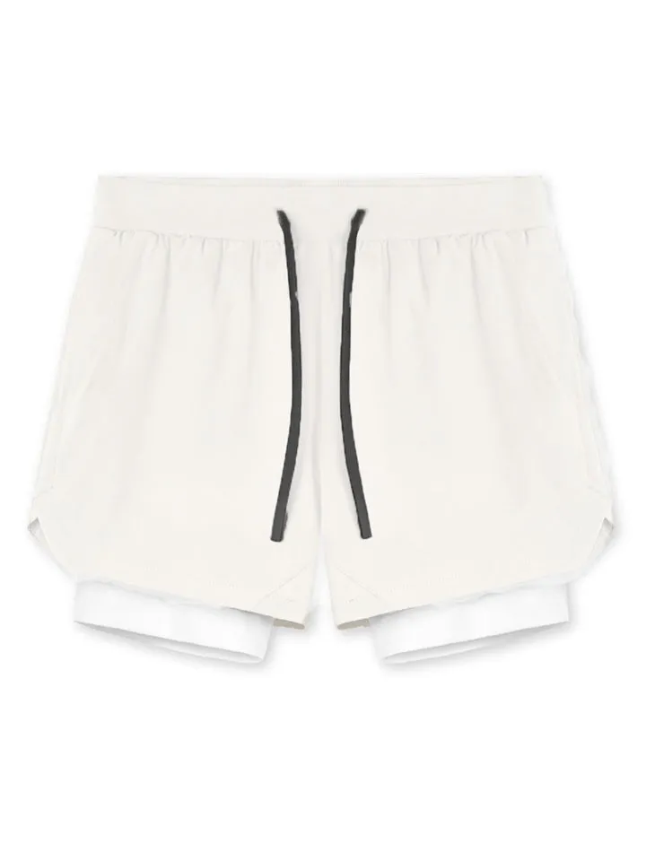Men's Stretchy Quick Dry Double-Layer Basketball Shorts