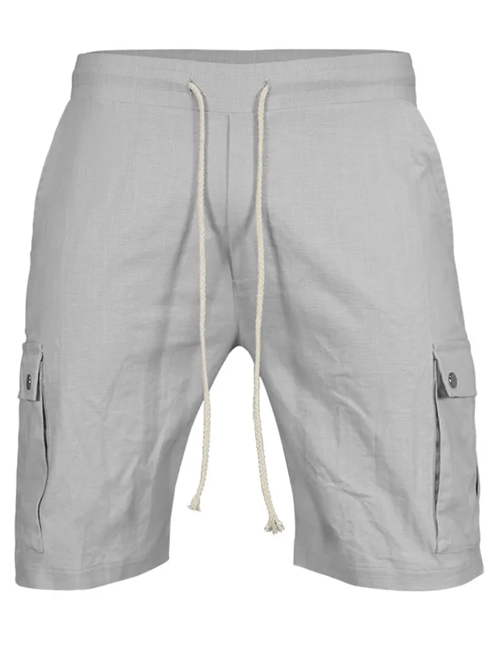 Men's Summer Casual Elastic Waist Patch Pocket Cargo Shorts