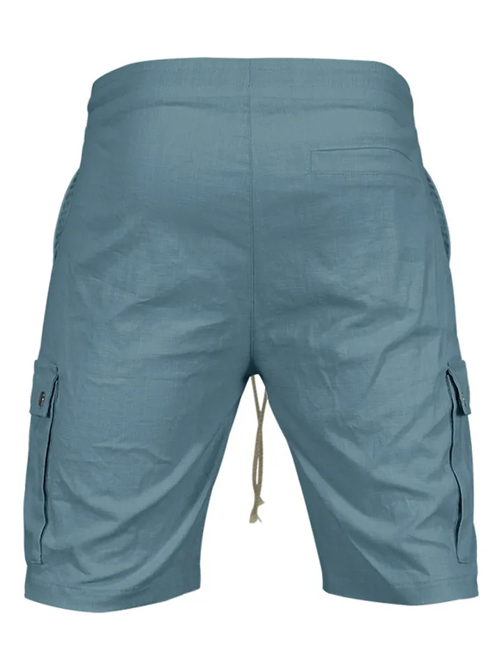 Men's Summer Casual Elastic Waist Patch Pocket Cargo Shorts