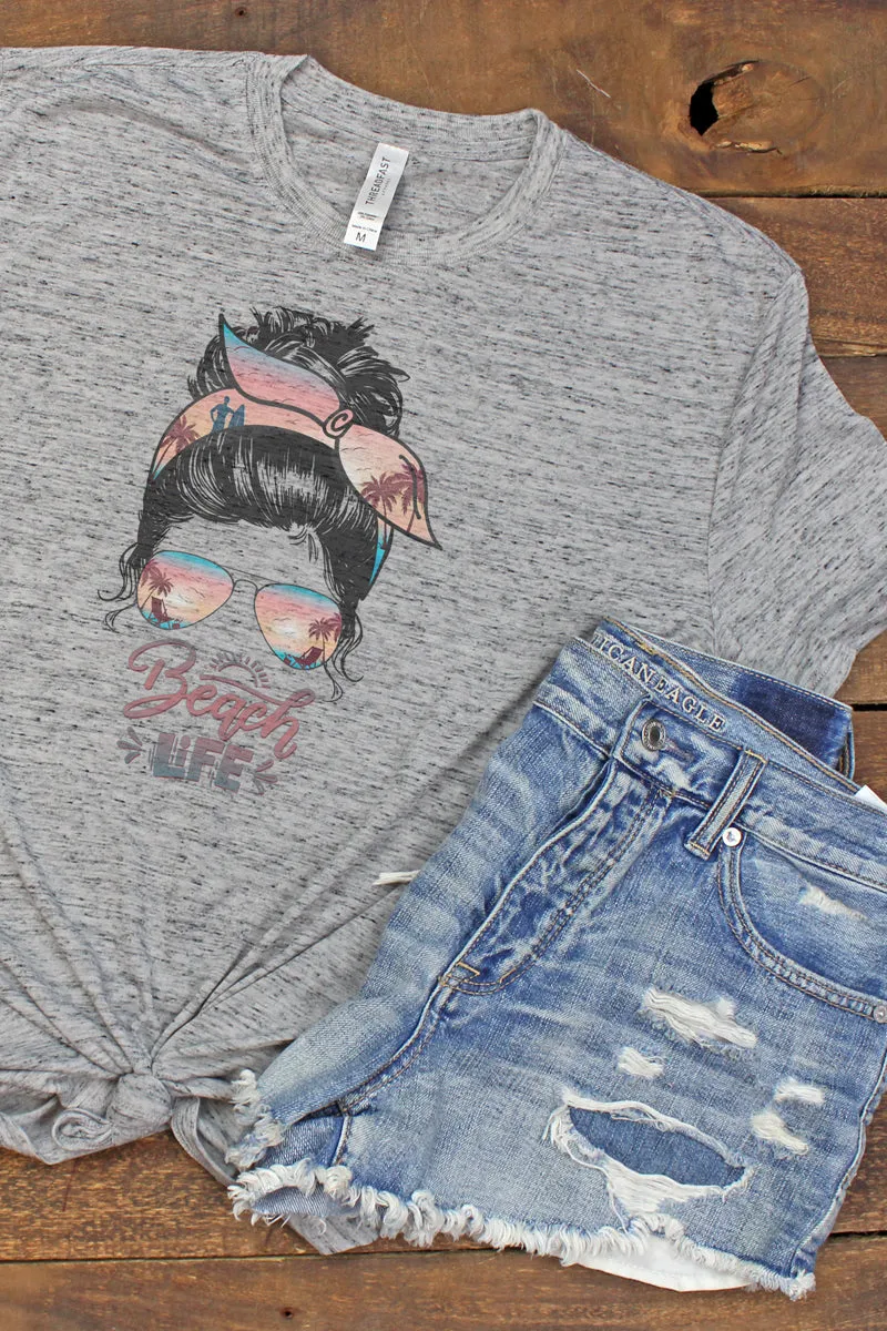 Messy Bun Beach Life Blizzard Jersey Short Sleeve T-Shirt