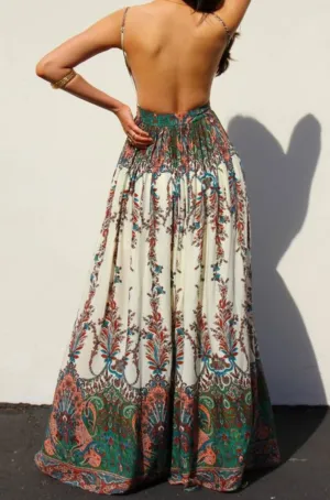 Mia Open Back Printed Dress