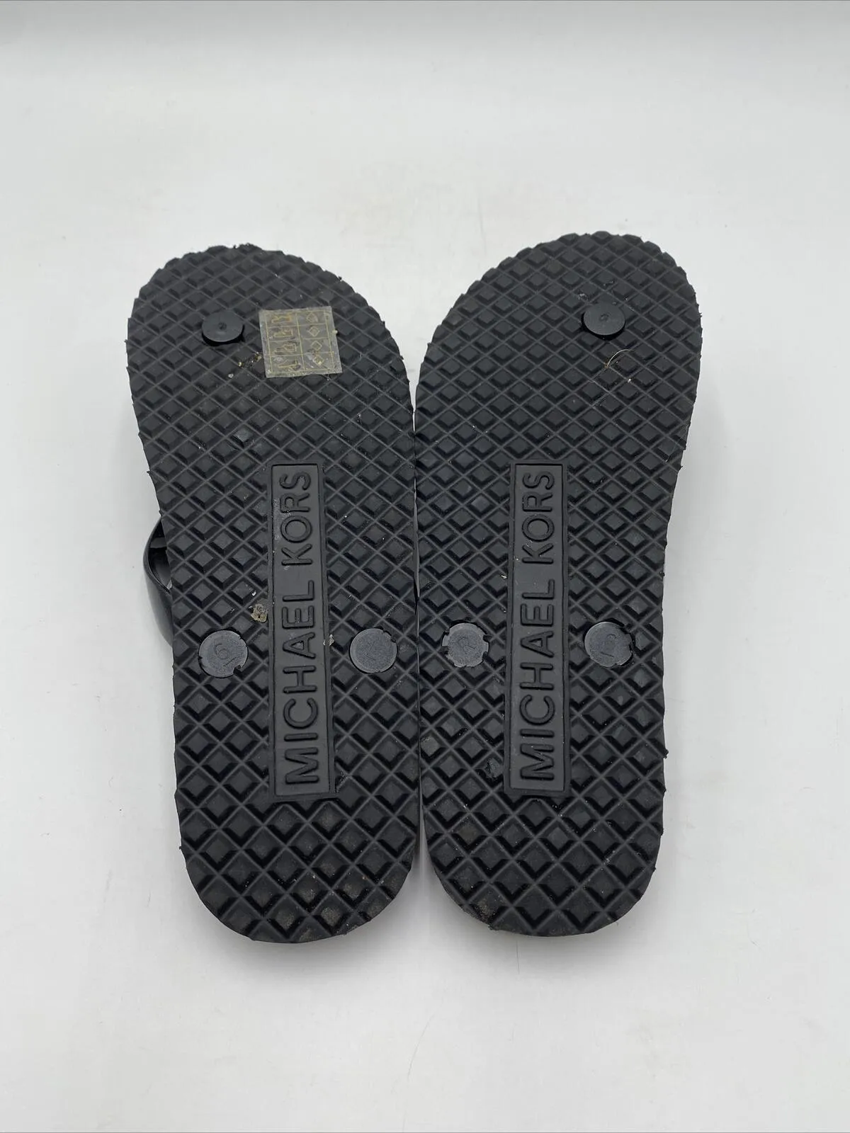 Michael Kors MK Logo Charm Print Women's Flip Flop, Black Size 6