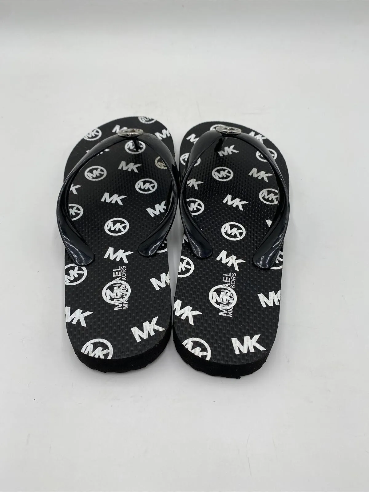 Michael Kors MK Logo Charm Print Women's Flip Flop, Black Size 6
