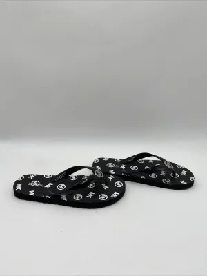 Michael Kors MK Logo Charm Print Women's Flip Flop, Black Size 6