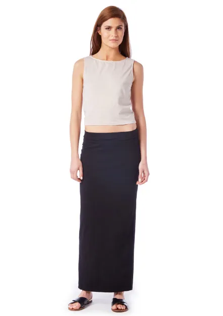 Michael Stars Cotton Lycra Maxi Skirt With High Slit