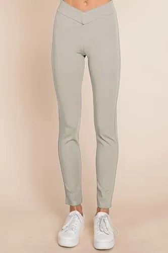 MINT PLUS PINK Womens Yoga Gym Dress Pants - Stretch Workout Crossover V Back Leggings for Women Crossover High Waisted Pants