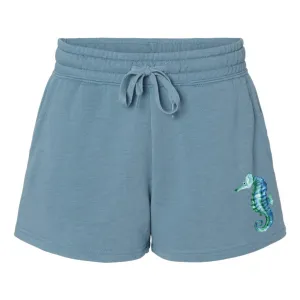 Misty Shore Shorts - Blue Seahorse