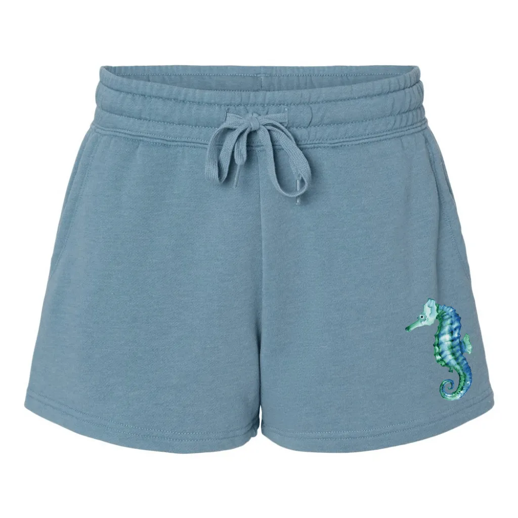 Misty Shore Shorts - Blue Seahorse