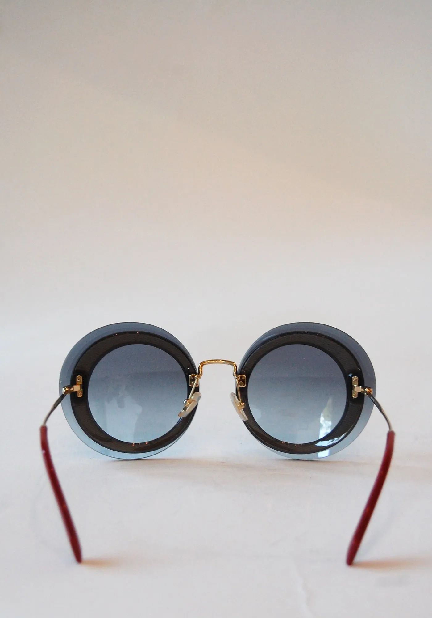 Miu Miu Blue Glitter Round Sunglasses