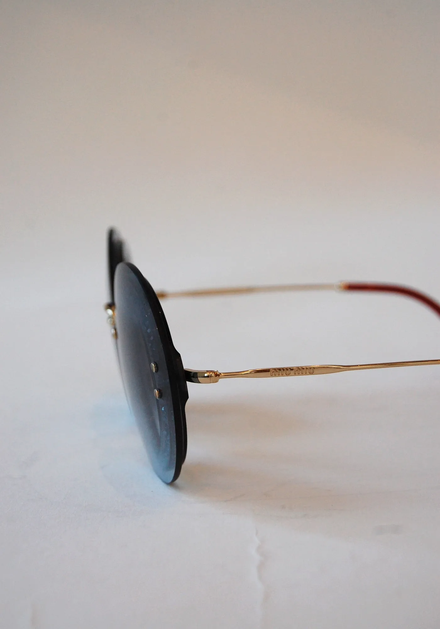 Miu Miu Blue Glitter Round Sunglasses