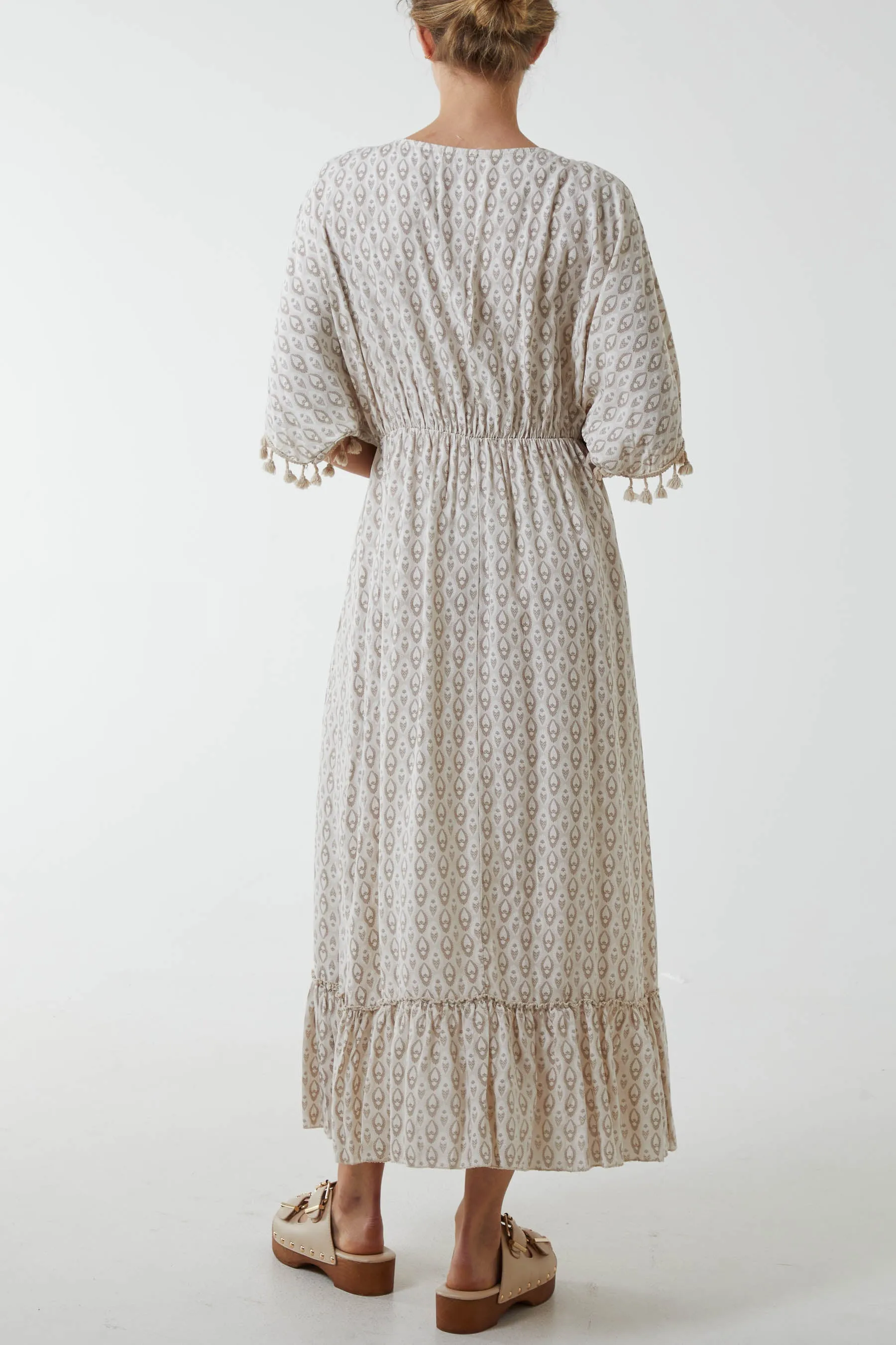Mosaic Print Tassel Dress