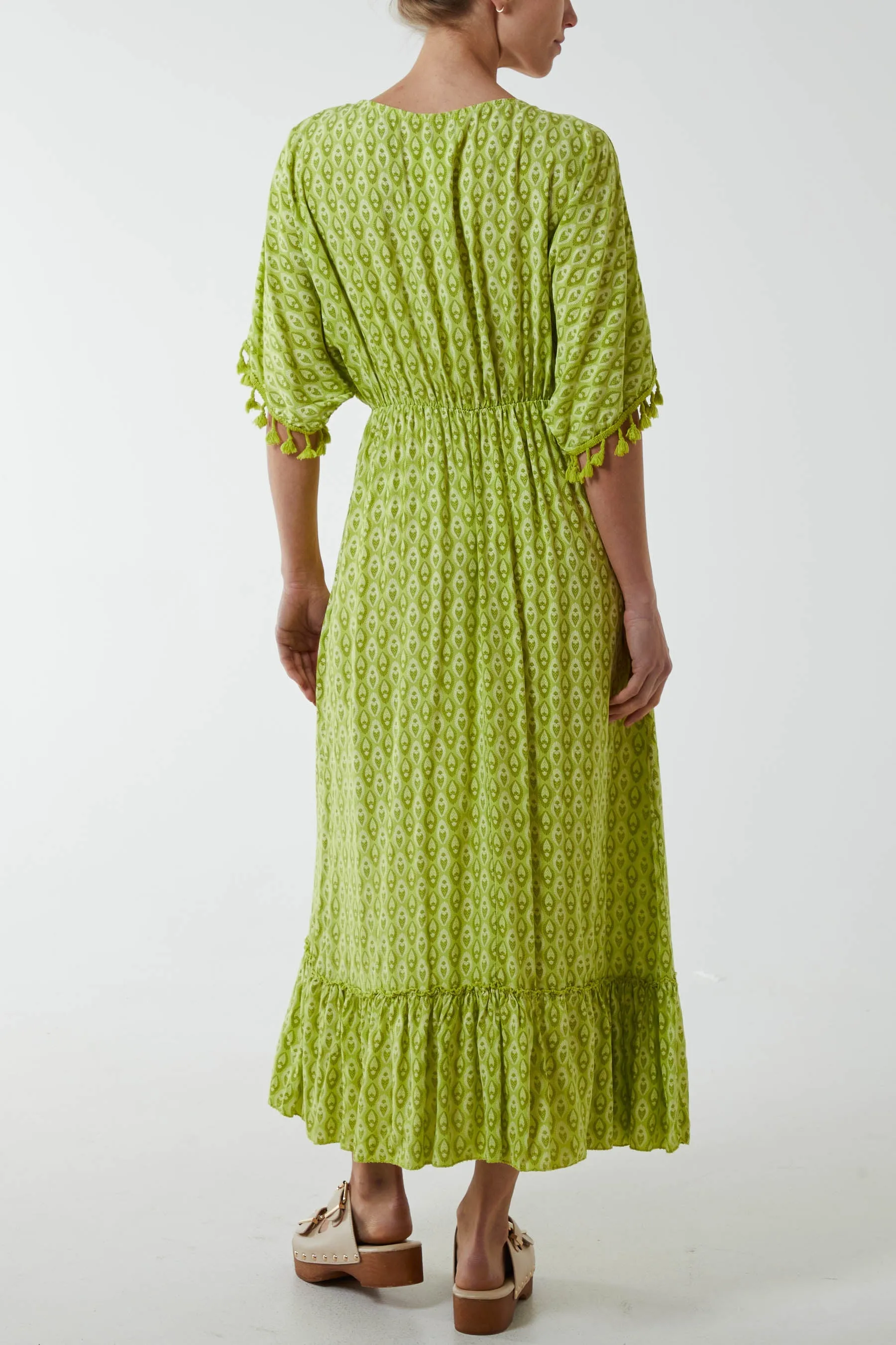 Mosaic Print Tassel Dress