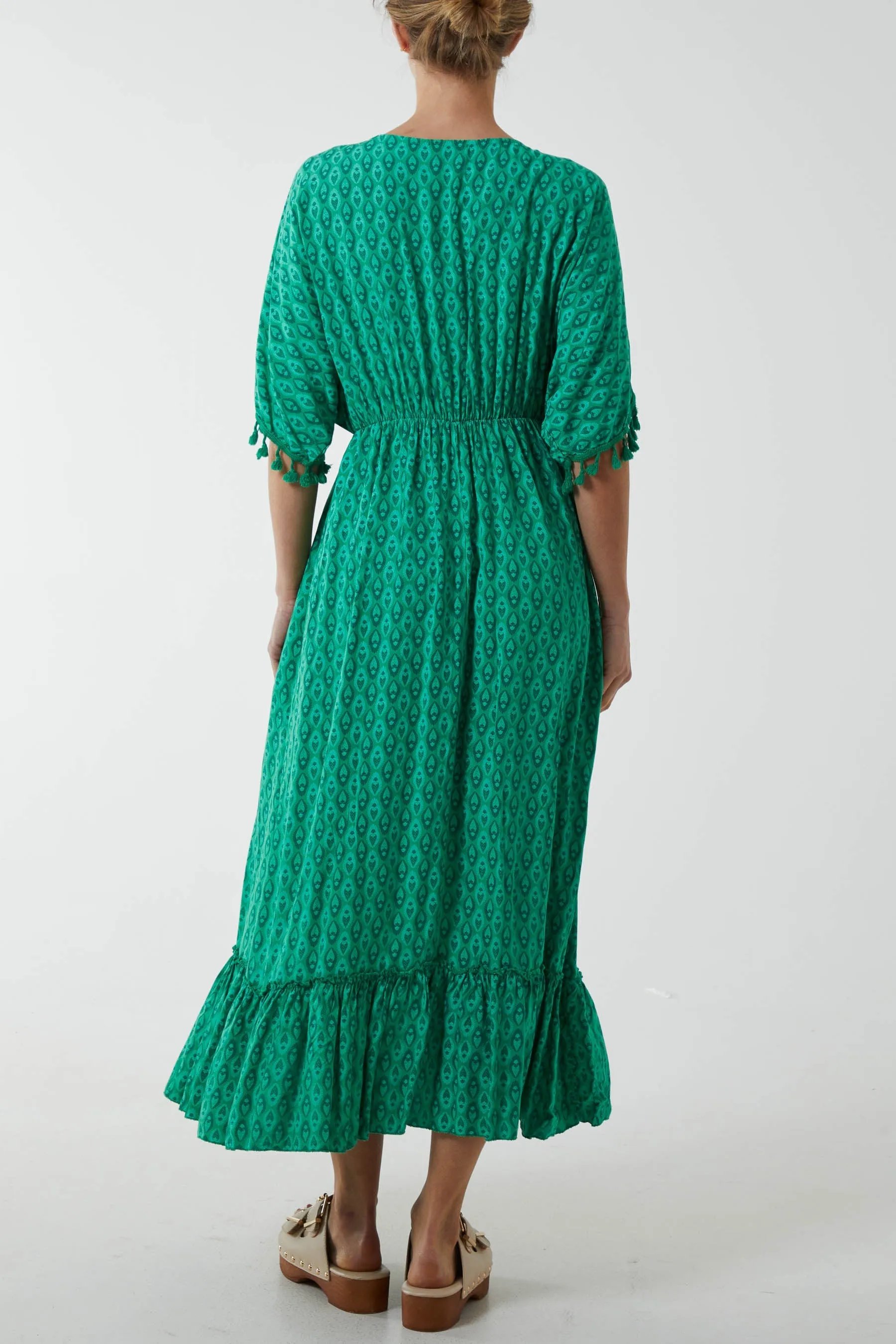 Mosaic Print Tassel Dress