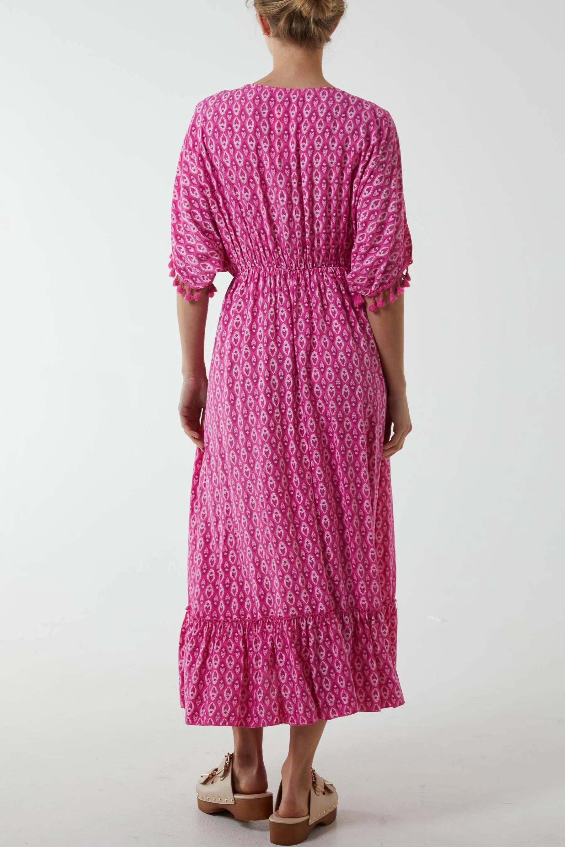 Mosaic Print Tassel Dress