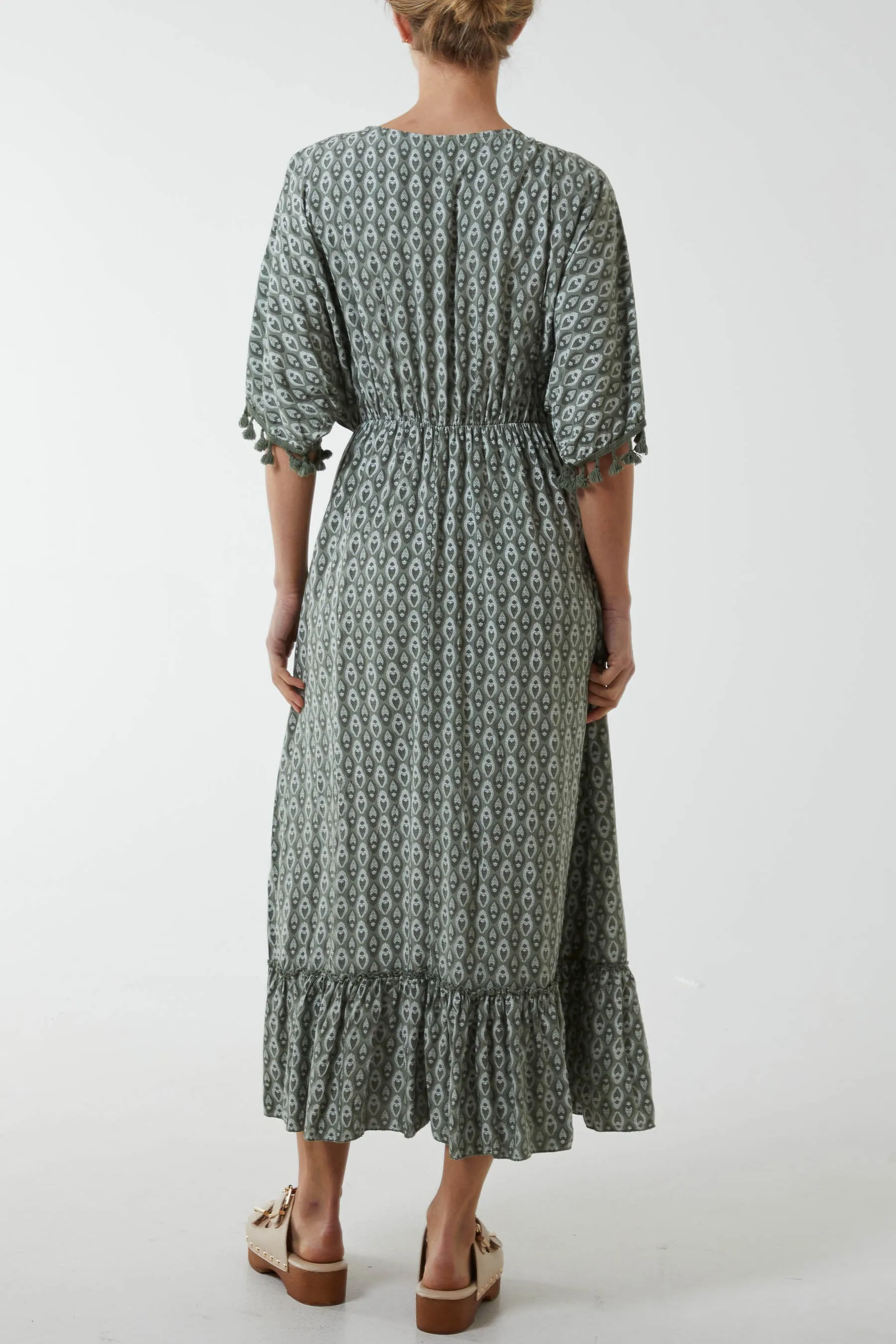 Mosaic Print Tassel Dress