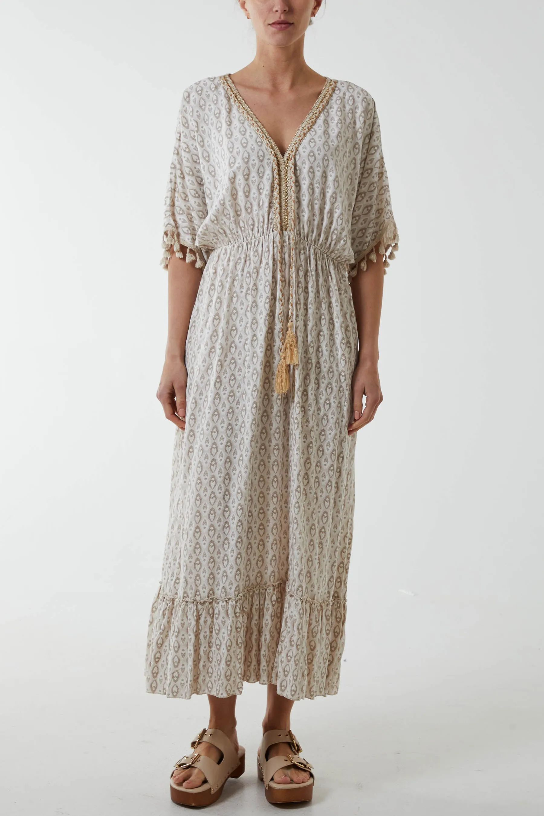 Mosaic Print Tassel Dress