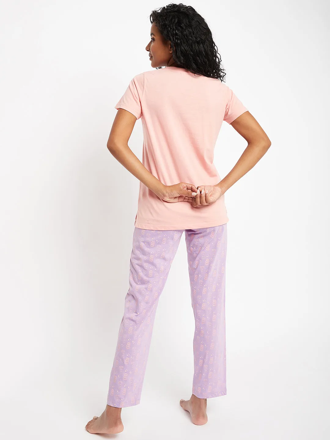 mSECRET Peach Printed Cotton Nightsuit