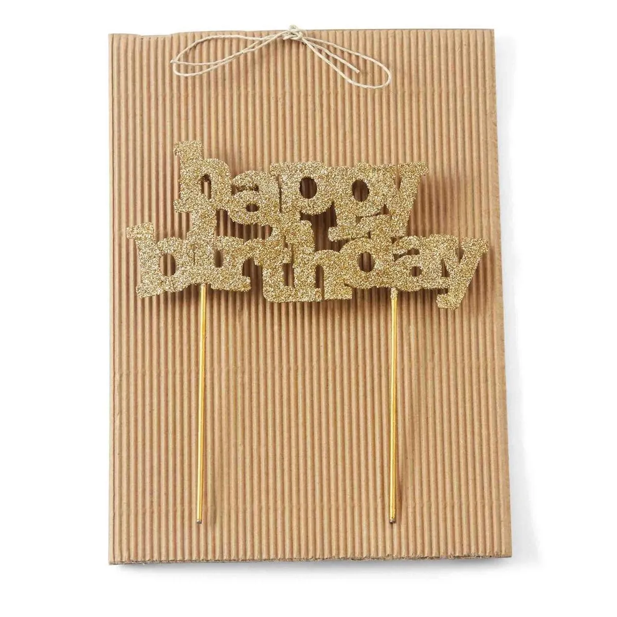 Mud Pie Happy Birthday Candle Holder Cake Topper - Gold Glitter