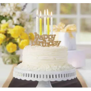 Mud Pie Happy Birthday Candle Holder Cake Topper - Gold Glitter