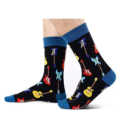 Musician Gifts Electric Guitar Socks Music Lover Gifts Guitarist Gifts Rock Gift Socks Novelty Crew Socks,Gift for Men Who Love Guitar