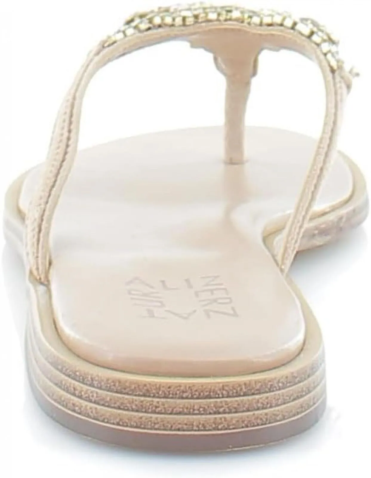 Naturalizer Fallyn Women's Sandals & Flip Flop Rhinestone Nude Leather Brown 6M