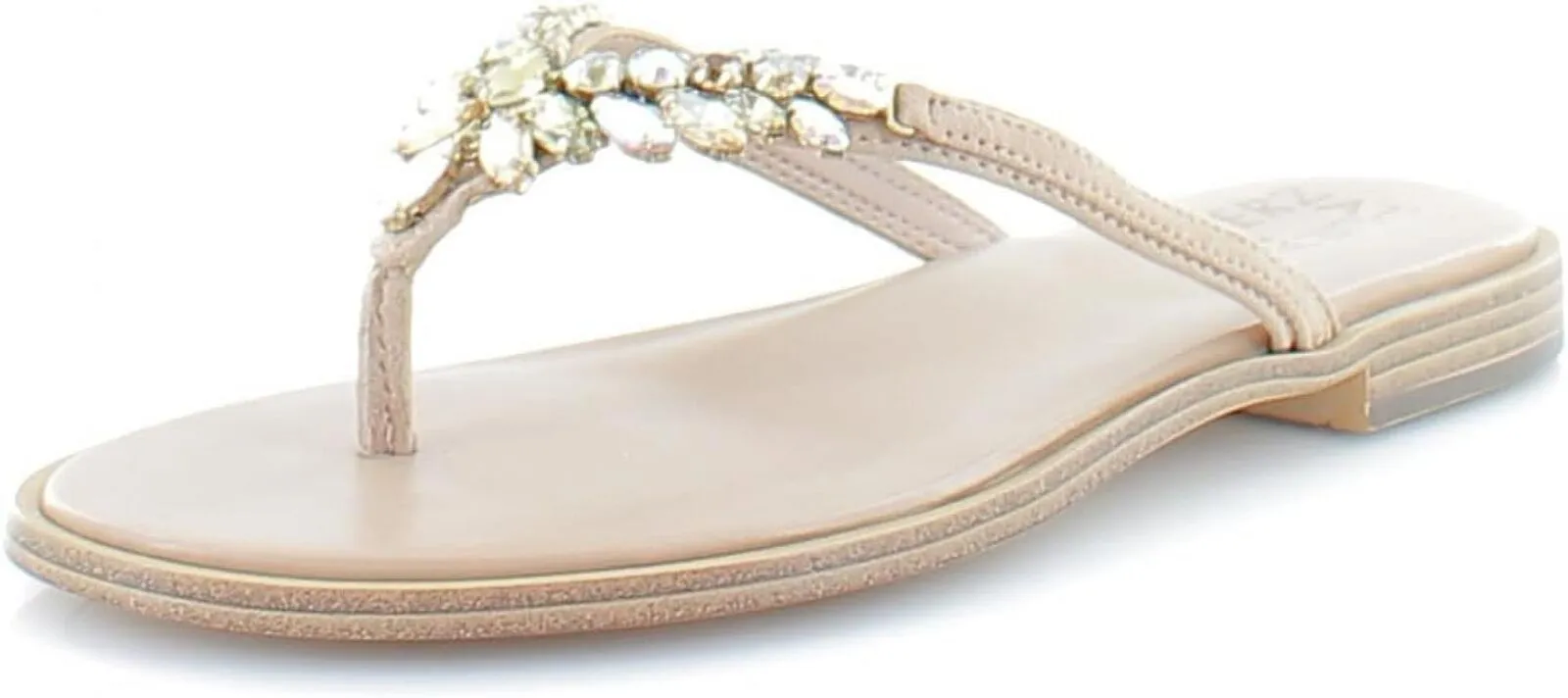 Naturalizer Fallyn Women's Sandals & Flip Flop Rhinestone Nude Leather Brown 6M