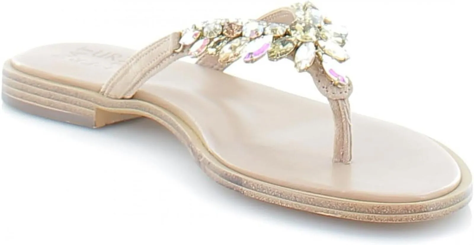 Naturalizer Fallyn Women's Sandals & Flip Flop Rhinestone Nude Leather Brown 6M
