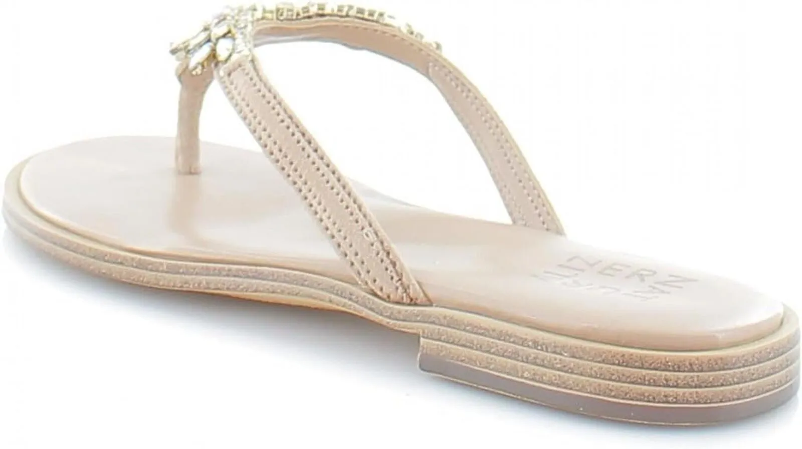 Naturalizer Fallyn Women's Sandals & Flip Flop Rhinestone Nude Leather Brown 6M