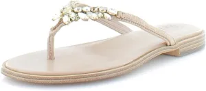Naturalizer Fallyn Women's Sandals & Flip Flop Rhinestone Nude Leather Brown 6M
