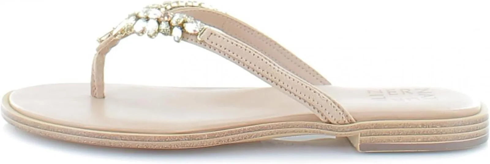 Naturalizer Fallyn Women's Sandals & Flip Flop Rhinestone Nude Leather Brown 6M