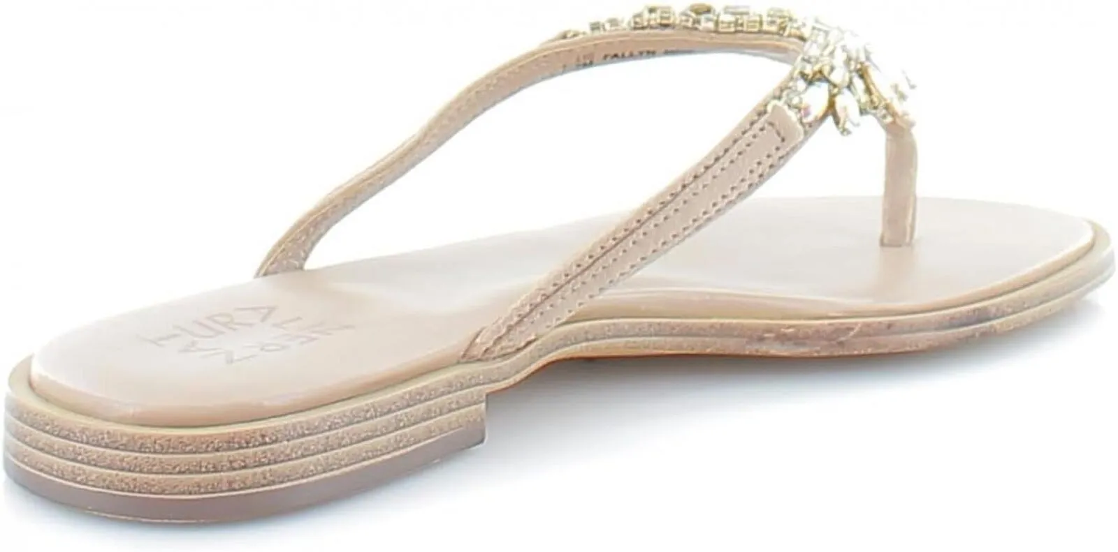 Naturalizer Fallyn Women's Sandals & Flip Flop Rhinestone Nude Leather Brown 6M