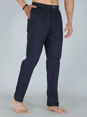 Navy Busy Dotted Printed Pure Cotton Pajamas For Men