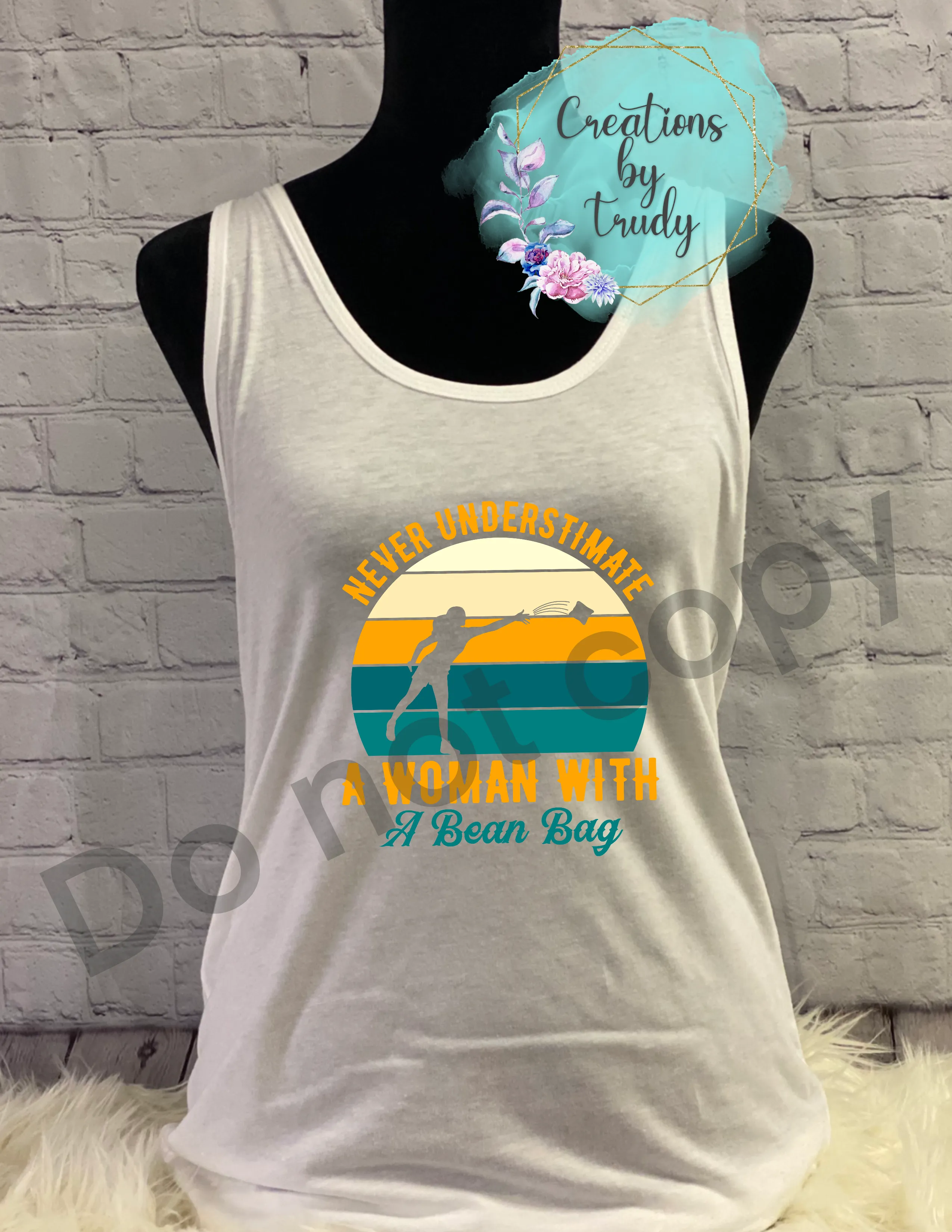 Never underestimate a woman with a bean bag- Tank Top
